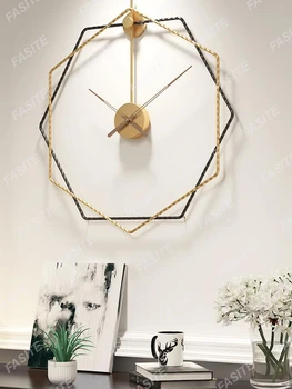 Didelis metalinis sieninis laikrodis Modernus dizainas Šiaurės šalių minimalistinio stiliaus geležies menas 3D dekoravimo laikrodžiai Sieninis laikrodis Kava Namų dekoras klokken