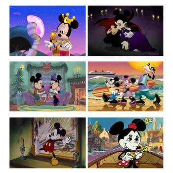 Disney Animacinis filmas Mikis ir Minė Šešėlis Mėnulis Sienų menas Drobė Tapyba Šiaurės šalių plakatai ir spaudiniai Svetainės dekoras Sienų paveikslėliai