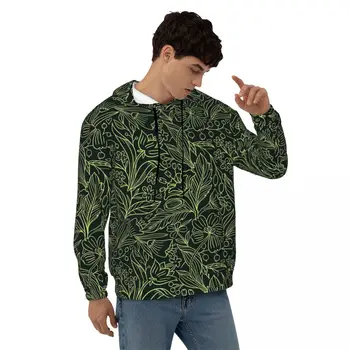 Ditsy gėlių laisvi gobtuvai vyriški žali tankūs gėlių laisvalaikio megztiniai su gobtuvu rudens patogūs džemperiai su gobtuvu plius dydis