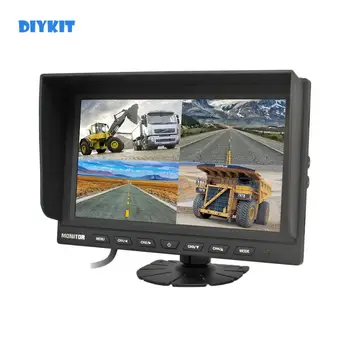 DIYKIT 9inch padalintas keturių ekranų spalvotas galinio vaizdo monitorius Automobilio monitorius automobiliniam sunkvežimių autobusų atbulinės eigos kamerai