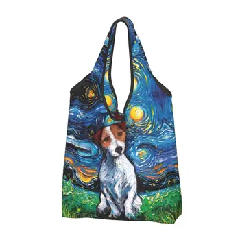 Džeko Raselo terjero pop art bakalėjos pirkinių krepšys Kawaii pirkėjas Tote pečių krepšiai Didelės talpos nešiojama šunų mylėtojo rankinė