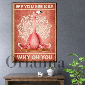 Eff You See Kay Why Oh You Flamingo Funny Yoga Vintage Prints Plakatai Nordic Modern Home Living Room Bedroom Decor Painting Gift