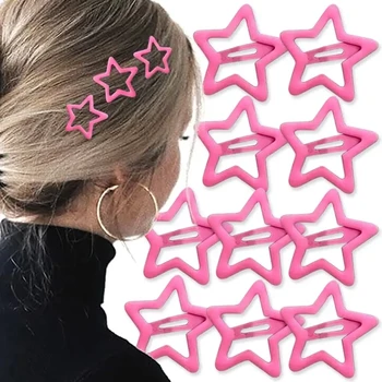 Egirls Pink Pentagram Star plaukų segtukas moterims Sweet Cool Cute Y2K 90s Estetika Bobby Hair Pins Trend Hair Accessories papuošalai