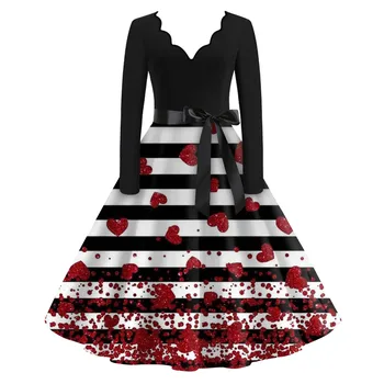 Elegantiškos moteriškos suknelės Unikalios suknelės kulkšnies ilgio suknelėms moteriai 2023 V formos kaklo ilgomis rankovėmis Valentino dienos ponios Frocks 롱원피스