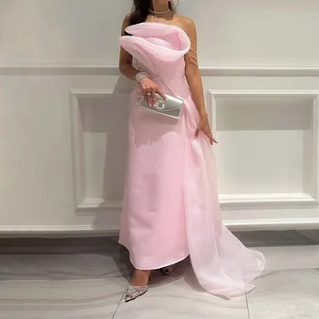 Elegantiškos rožinės vakarinės suknelės moterims nuo pečių grindų ilgio tiesios ilgos prom vakarėlio vestuvių šventės ypatingi renginiai 2023