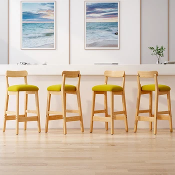 Estetikas Medinis šiaurietiškas Minimalistinis aukštas biuras Valgomasis Baro kėdė Virtuvė Minkšta kompiuterio kėdė Žaidimai Barstuhl baldai XY50BC