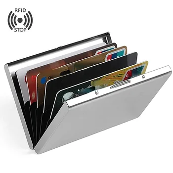Fashion Aliuminio antimagnetinių kortelių laikiklis Moterys Vyrai Metaliniai kreditinių kortelių laikikliai Organizatoriaus piniginė