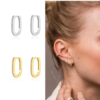 Fashion Silver Gold Color Big Circle Hoop Earring Ear Ring Bone Buckle Auskarai Auskarai moterims Mujer U Shape Pendientes