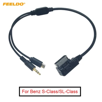 FEELDO 1Pc automobilio garso muzikos AMI/MDI sąsaja su 3,5 mm vyrišku mikro USB AUX kabeliu Mercedes Benz laidų adapteriui #AM6258