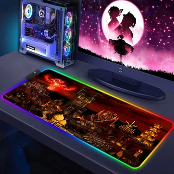 Galybės ir magijos herojai 3 RGB Mause Gamer klaviatūros kilimėlis Pelės kilimėliai Pelės kilimėliai Anime Mausepad Pelės Klaviatūros Kompiuterių periferiniai įrenginiai