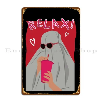 Ghost T Shirtrelax Ghost Metal Sign Wall Decor Cave Wall Mural Party Character Tin Sign Plakatas