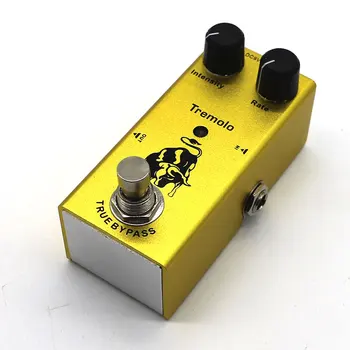 Gitaros efektų pedalas geltonas akustinei elektrinei gitarai Tremolo Tikrasis aplinkkelio intensyvumo instrumentų priedai