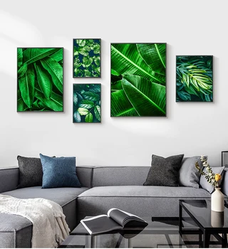 Green Plants Palm Monstera Big Leaf Wall Wall Print Canvas Painting Nordic Posters And Prints Wall Pictures For Living Room Decor