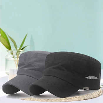 Greitai džiūstančios vasaros tuščiavidurės tinklinės karinės kepurės Plokščios viršutinės armijos kepurės Lauko apsaugos nuo saulės kepurės Kvėpuojančios kadetų kepurės