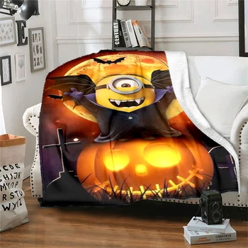 Helovino dovanos, animacinis filmas geltonas žmogus 3D spausdinta flanelinė antklodė, namų biuro laisvalaikio sofos antklodė, kelioninė šilumos antklodė