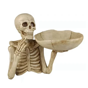 Helovino kaukolės dekoro saldainių indų raktas dubuo kaukolės rakto dėklas baisus siaubo skeletas Helovino vakarėlio dekoravimas ir saugojimas