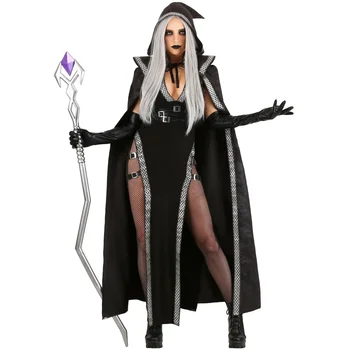 Helovino ragana Vampyras Cosplay kostiumas suaugusioms moterims Seksuali suknelė Apsiausto pirštinės Viduramžių burtininko uniforma Karnavalo vakarėlio drabužiai