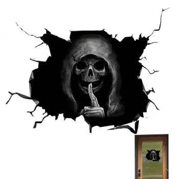 Helovino skeleto langų lipdukai Kūrybiniai 3D Helovino skeleto sienos lipdukai Tylus vaiduoklis Grim Reaper Wall Decals tapetai