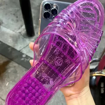 Helovino šlepečių telefono dėklas, skirtas iPhone 14 13 11 12 Pro/Pro Max 3D silikoninis skaidrus violetinis TPU dėklas Juokingas išdaigos dangtelis