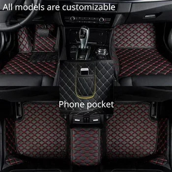 Individualūs automobilių grindų kilimėliai Cadillac XT6 6 vietų 2020-2022 metai Dirbtinės odos telefono kišeninis kilimas Salono automobilių aksesuarai