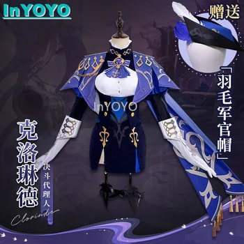 InYOYO Clorinde Cosplay Genshin Impact kostiumas Puošni suknelė Puikus vienodas žaidimo kostiumas Helovino vakarėlio apranga Moterys XS-3XL Nauja