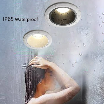 IP65 Lauko vandeniui atsparus Taškinė šviesa Įleidžiamas LED apšvietimas vonios kambarys Poilsio kambarys Drėgna zona Virtuvės dizainas Balkonas Juodas Prožektorius