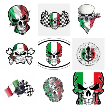 Italijos vėliavos kaukolė Vinilo lipdukas GOTHIC BIKER SKULL su Italija Italijos Il Trispalvės vėliavos motyvas Išoriniai vinilo lipdukai