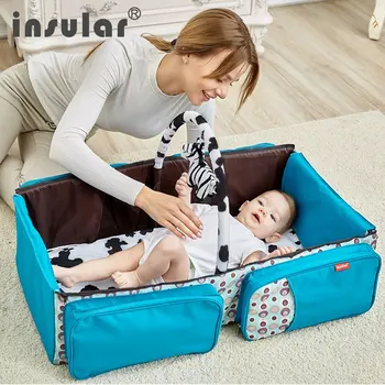 Izoliuotas daugiafunkcinis kūdikių vystyklų krepšys Kūdikio lova sulankstoma naujagimio lova Kelioninė kūdikio mamytės sauskelnių persirengimo krepšys