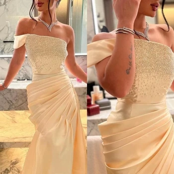 Išskirtinis asimetriškas vieno peties A-line Anke Length Prom suknelės Paillette / Blizgučiai Satin vestido de festa mulher luxo