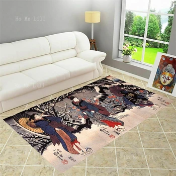 Japonų tematikos moteris Raštų dizainerė Flanelė Grindų kilimėliai Namų dekoras svetainei Miegamasis Populiarus modernus neslystantis kilimas