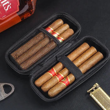 Juodas EVA cigarų dėklas 6vnt talpos cigaro maišelio užtrauktukas cigarų laikymo dėklas nešiojamas kelioninis cigaro dėklas