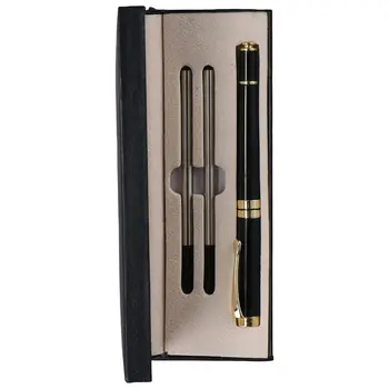 Juodas papildymo tušinukas su 2 juodo rašalo papildymais Juodo aukso rašiklio rinkinys Rašymo rašiklio rinkinys Office