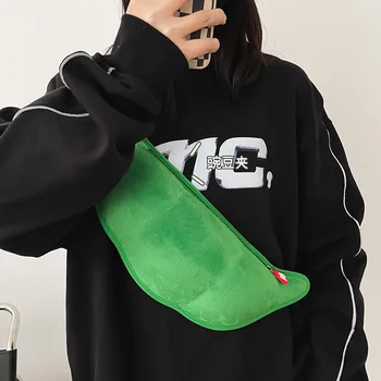 Juokingi žirnių ankštys Žalios Moterys Mergaitės pečių kryžminiai krepšiai Messenger krepšys Pliušinis