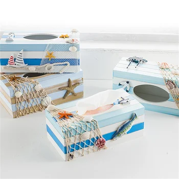 Jūrų restorano daiktadėžė Kūrybinis servetėlių laikiklis Dekoratyvinis Viduržemio jūros regiono stiliaus popierinis audinių dėžutės svetainės dekoravimas