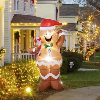 Kalėdiniai pripučiami meduoliai Vyras Laikykite saldainių lazdelę Dekoras Lauko pripučiamas dekoras Mielas kalėdinis šviečiančios lėlės ornamentas