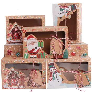 Kalėdinių sausainių dėžutės su langu, šventinių sausainių dėžutės dovanoms įteikti, pyragaičiai, saldainiai, vakarėliai, kalėdinės dėžutės