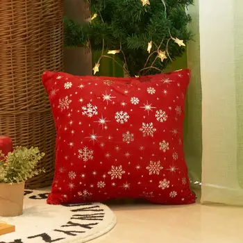 Kalėdinės dovanos pagalvės užvalkalas Kalėdinė snaigė Atspausdintas mesti pagalvės užvalkalą Paslėptas užtrauktuko dizainas Minkšta pliušinė pagalvėlė, atspari dulkėms