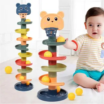 Kamuolio bokštas mažyliams Mesti ir eiti Rampos žaislai Sūkurinis mokymosi bokštas Ankstyvojo lavinamojo žaislų rinkinys mažylio vaikų gimtadieniui