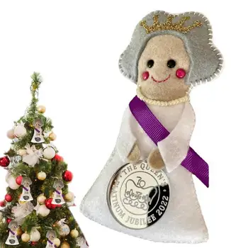Karalienė Elžbieta II veltinio puošmena Karalienės proginis lėlės pakabukas Platinum Jubilee ornamentas dekoravimo aksesuarams
