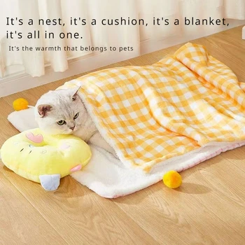 Kačių antklodė, katės kilimėlis, sutirštintas šiltas lizdo kilimėlis, katės antklodė, miego kilimėlis, grindų kilimėlis, visą sezoną universalus