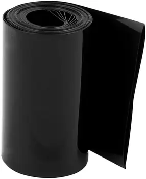 Keszoox 75mm plokščias plotis 2.1M ilgis PVC šilumos susitraukiantis vamzdis juodas 18650 baterijoms