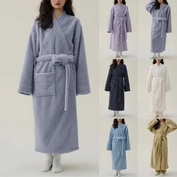 Kimono moteriškas chalatas plius dydis Pižama Pailginta stora dama Žiemos vilna Mada Ilgas moteriškas chalatas Vilna Fuzzy Kimono Japonų