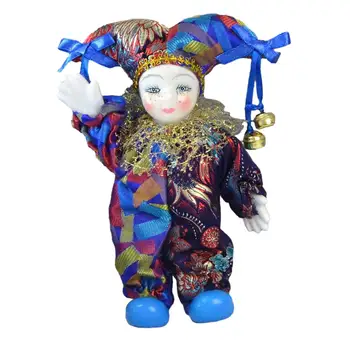 Klouno lėlė 7.87'' Valentino dienos dovana vaikams Kolekcijos Žaislas Dažytas veidas Pagrindinis ekranas Jester lėlė vakarėliui Palankūs meno amatai