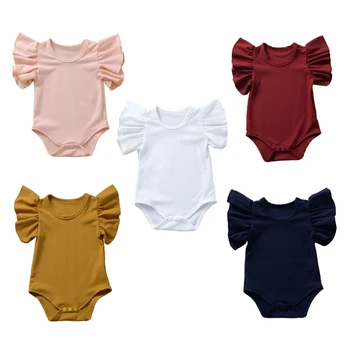 Kombinezonas trumpomis rankovėmis Baby Girl Rompers Kūdikių apranga Vienspalvė mergaičių drabužių dropship