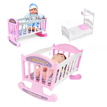 Kūdikio lovos lopšys 8-10 colių lėlėms Mieli lėlių namelio priedai Miniatiūra lėlėms kūdikiams Dovanų žaislai vaikams nuo 3 metų