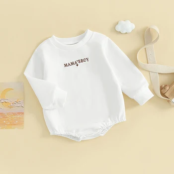Kūdikių kombinezonai naujagimiams ilgomis rankovėmis Įgula Kaklo siuvinėjimo raidės Rudens smėlinukų drabužiai mergaitėms Berniukai