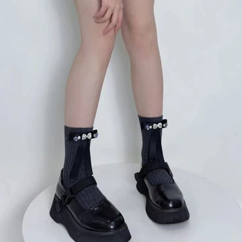 Laisvalaikio baleto stilius Medvilninė kojinė Y2k Kalnų krištolo lankai Vienspalviai saldūs kojinių pėdų drabužiai mergaitėms