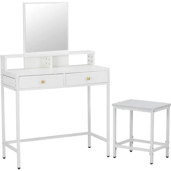 LAVIEVERT tuštybės rinkinys su nuimamu veidrodžiu, makiažo tuštybės persirengimo stalas miegamajam, stalas stalas stalui su taburete