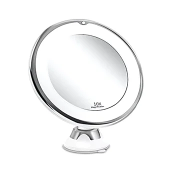 LED 10X didinamasis makiažo veidrodis gali užrakinti siurbtuką &360 laipsnių besisukantis reguliuojamas namams / kelionėms / vonios kambariui - baterija