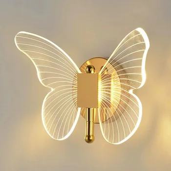 LED drugelio sieninė lempa patalpų apšvietimas Pagrindinis miegamasis Modernus drugelio sieninis šviestuvas Kūrybinė svetainės apdaila Lubų apšvietimas